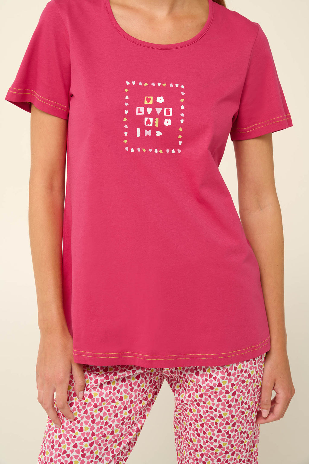 Vamp - Βαμβακερή Γυναικεία Πυτζάμα με Κάπρι Παντελόνι