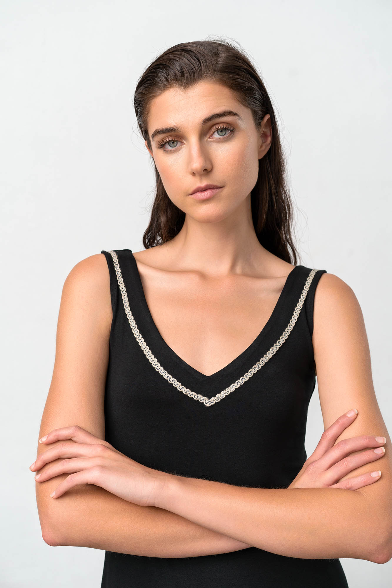 Vamp - Μονόχρωμο Αμάνικο Φόρεμα