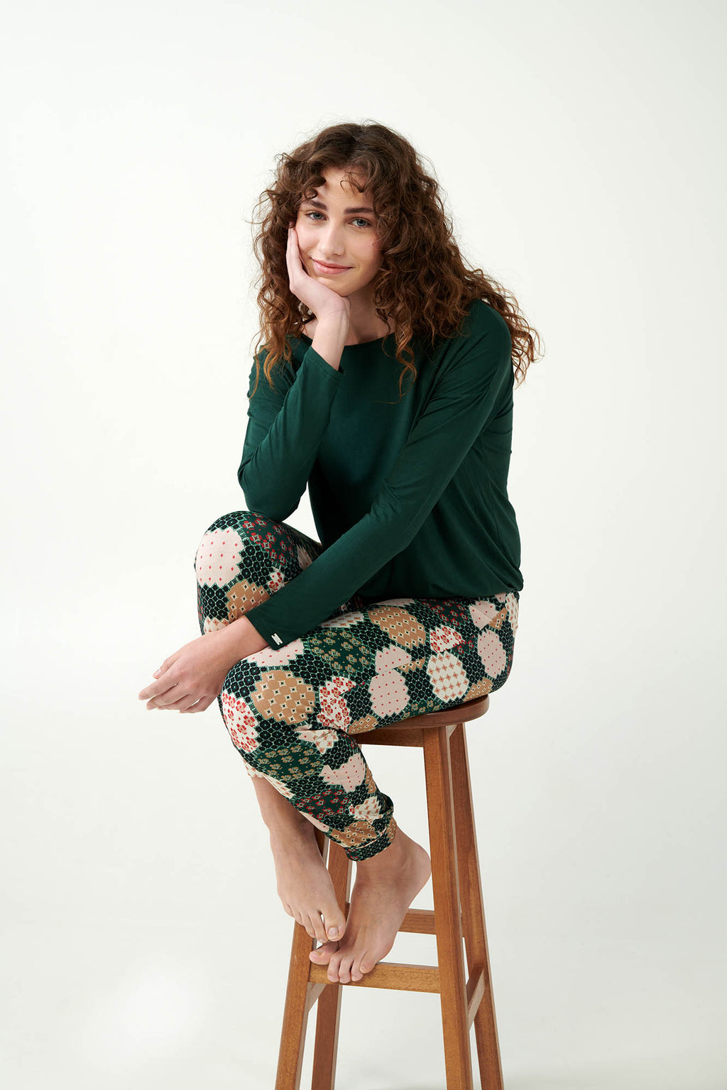 Vamp - Πυτζάμα Viscose με Patchwork Μοτίβο