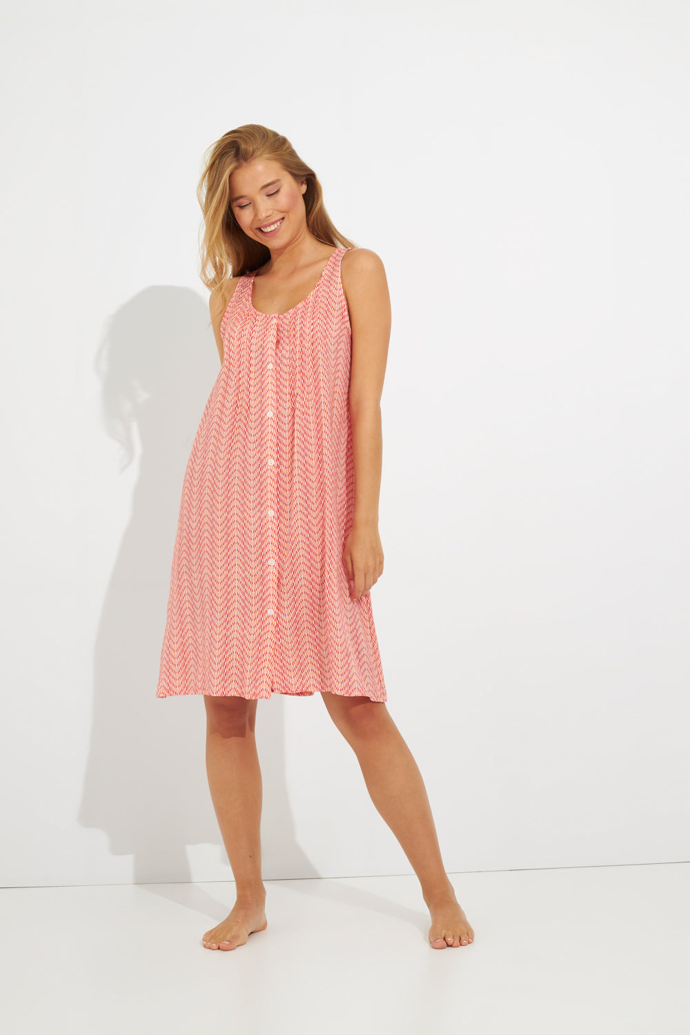 Harmony - Φόρεμα Εμπριμέ Αμάνικο Με Κουμπιά Viscose