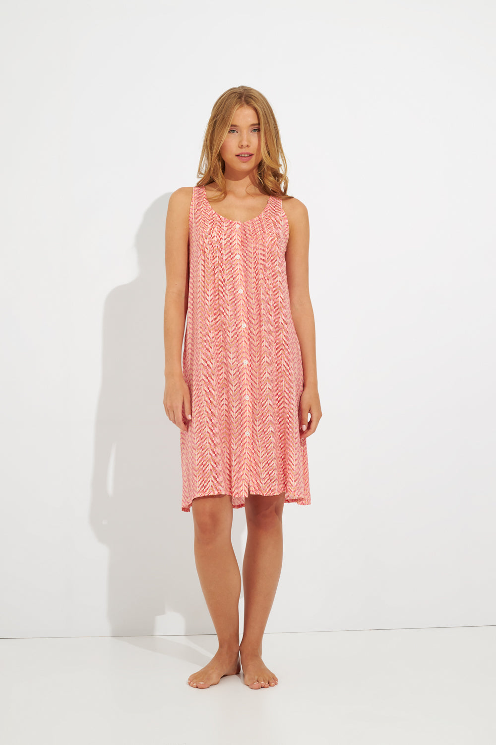 Harmony - Φόρεμα Εμπριμέ Αμάνικο Με Κουμπιά Viscose