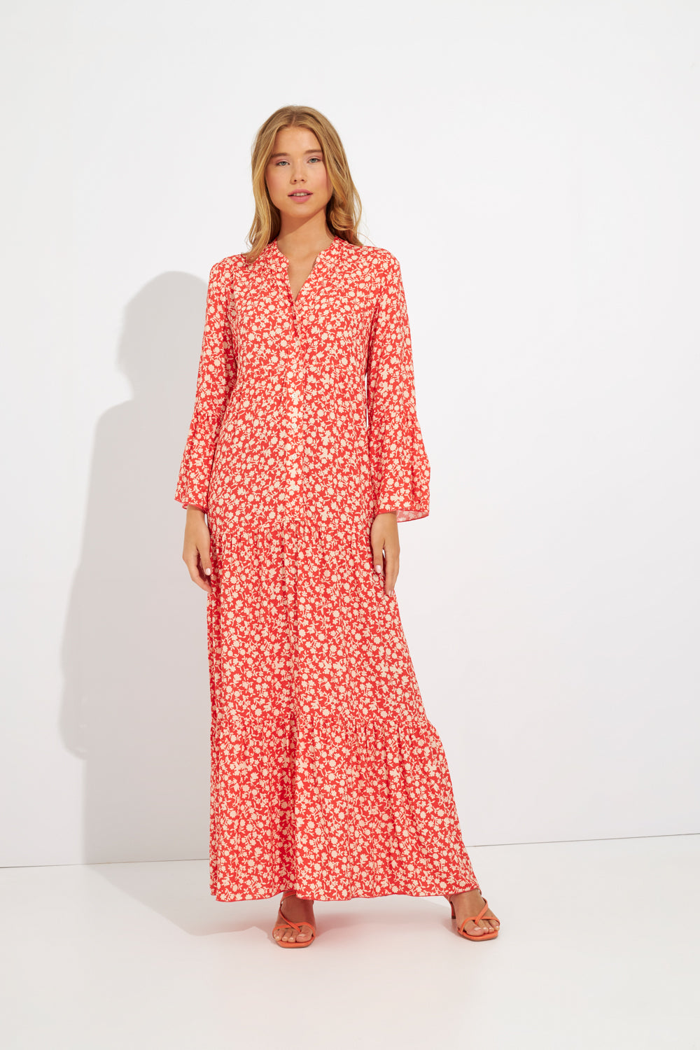 Harmony - Φόρεμα Εμπριμέ Maxi Με Βολάν Viscose