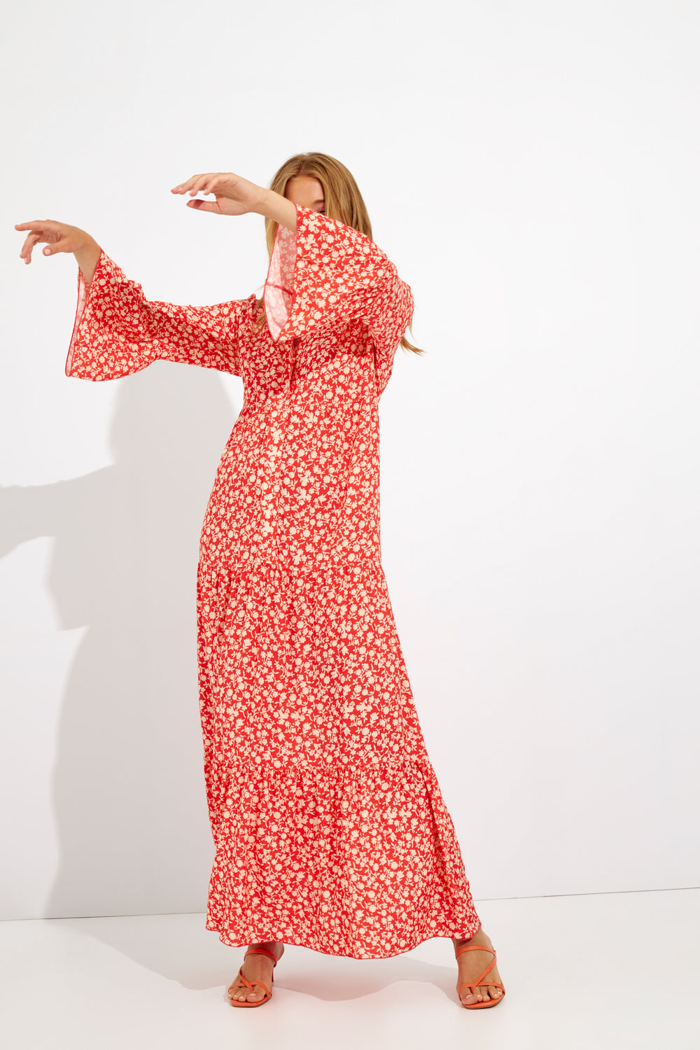 Harmony - Φόρεμα Εμπριμέ Maxi Με Βολάν Viscose