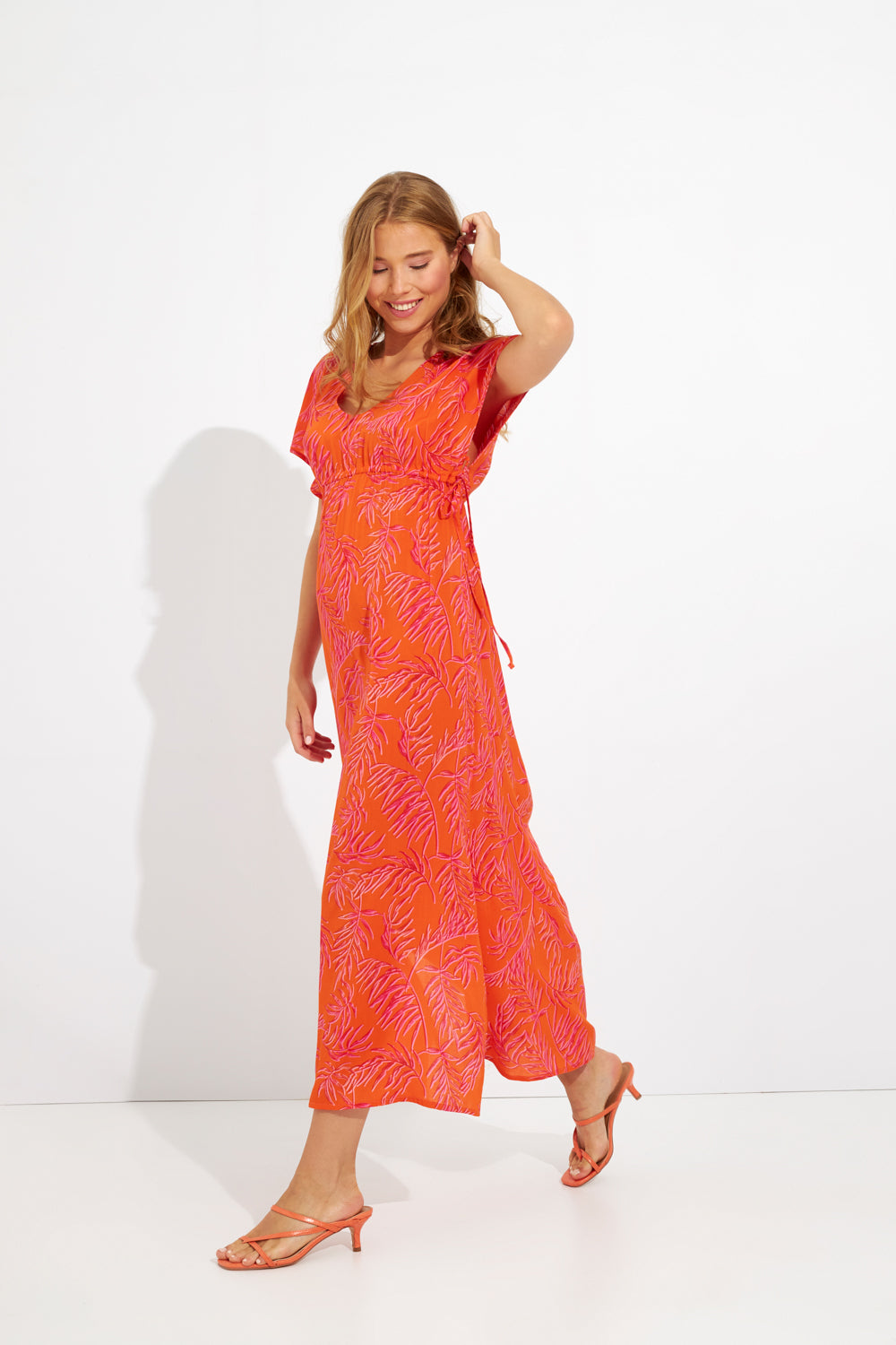 Harmony - Φόρεμα Εμπριμέ Μακρύ Με Σούρα Viscose