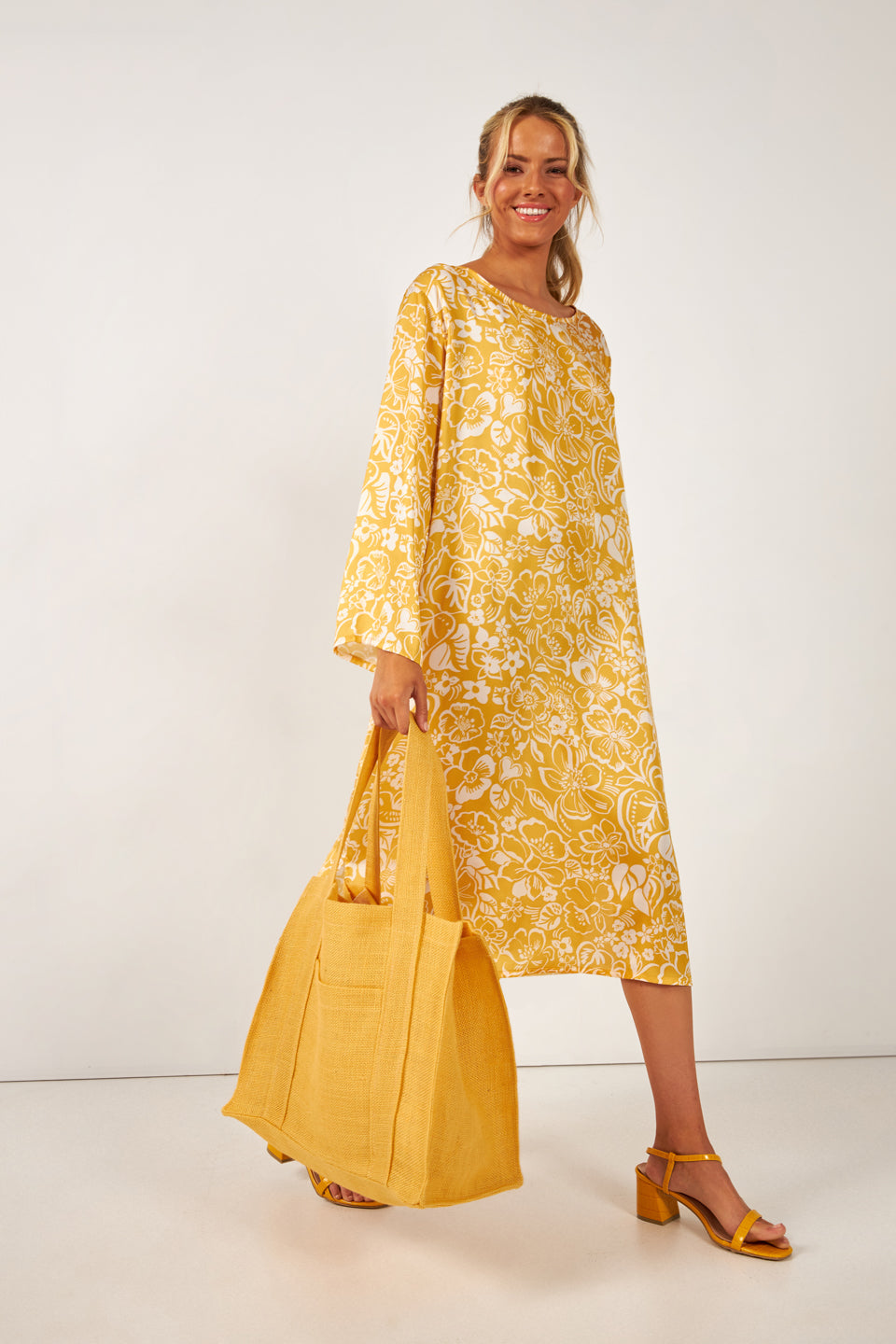 Harmony - Φόρεμα Εμπριμέ Τύπου Κελεμπία Satin  Gold