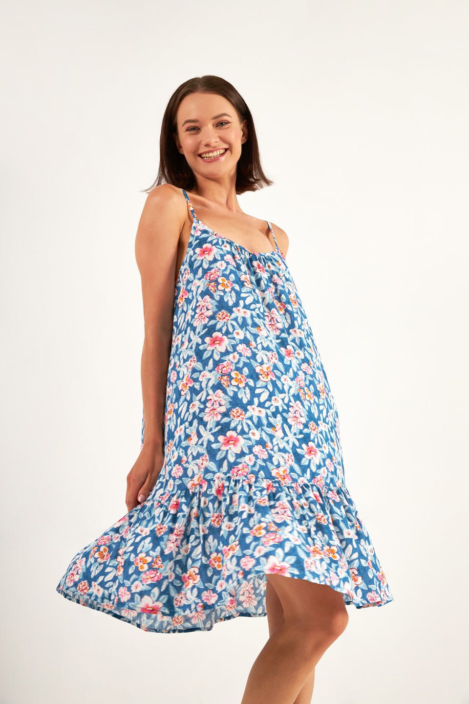 Harmony - Φόρεμα Εμπριμέ Ράντα Με Βολάν Viscose