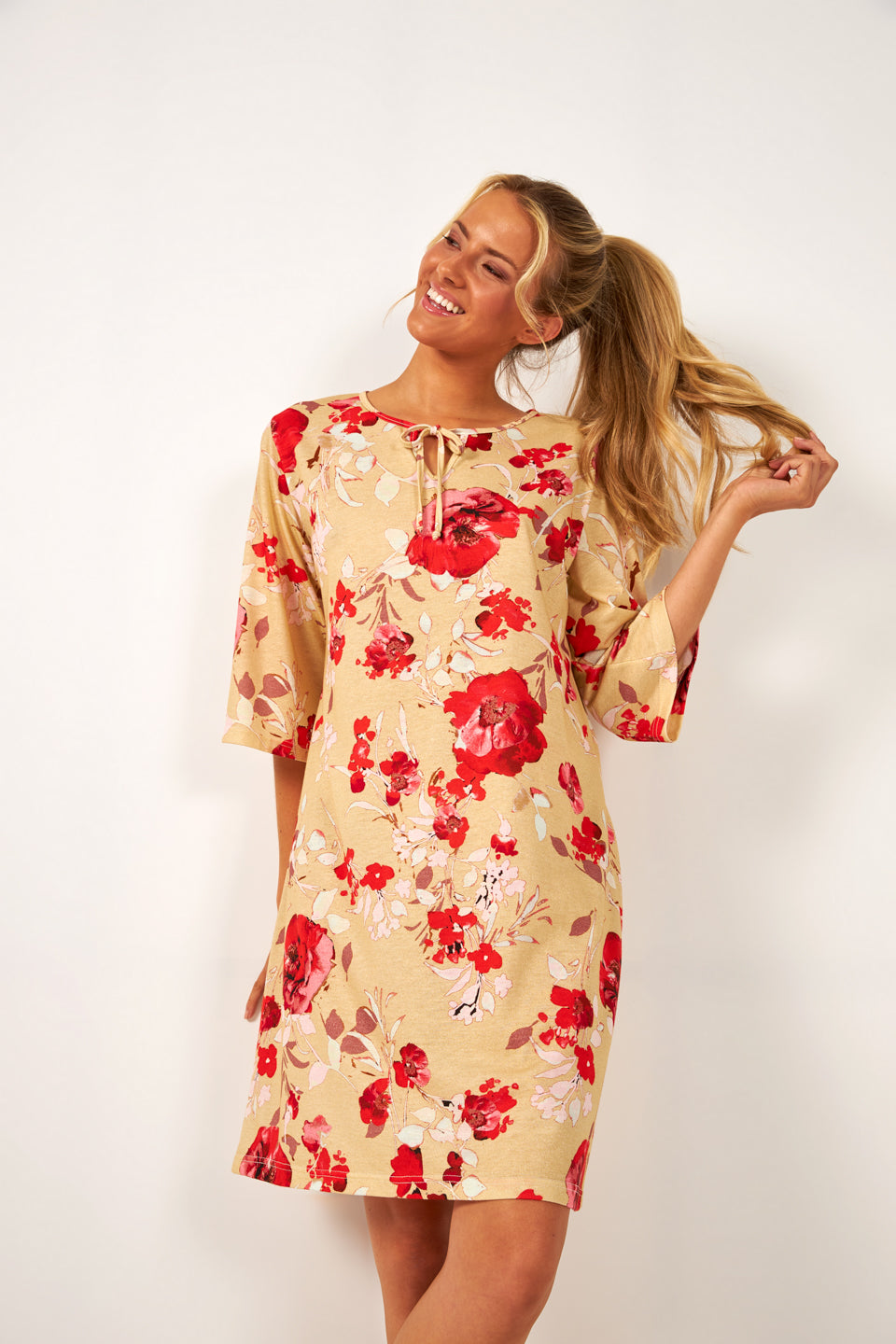 Harmony - Φόρεμα Εμπριμέ Cotton Με Μανίκι