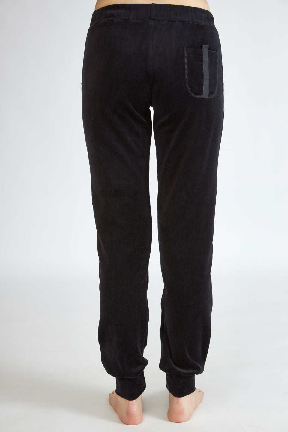 Harmony - Παντελόνι Βελουτέ Με Εξωτερικές Τσέπες Και Λάστιχο  Black