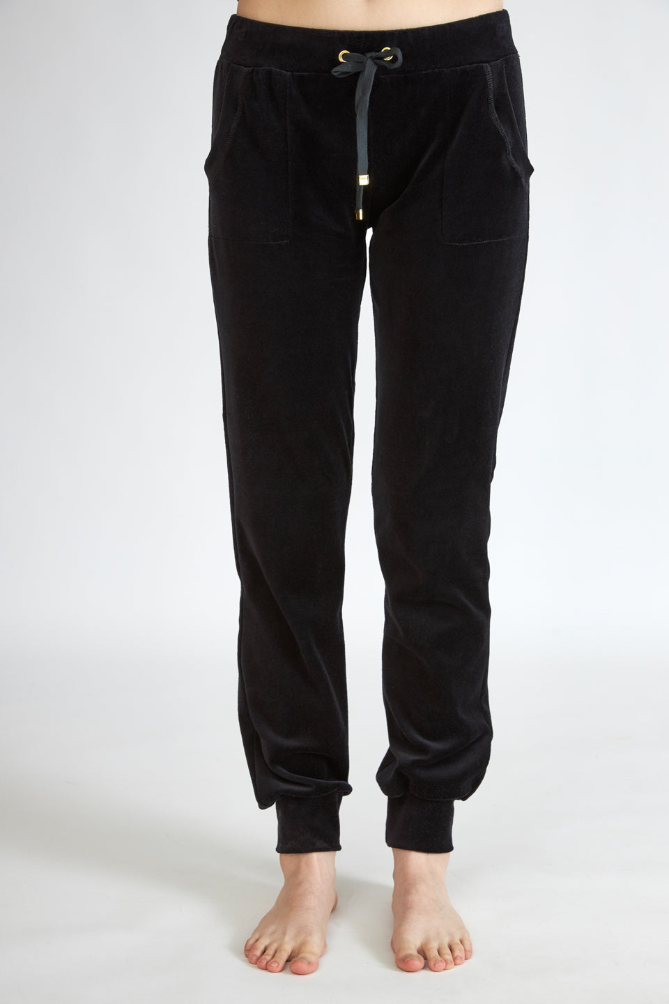 Harmony - Παντελόνι Βελουτέ Με Εξωτερικές Τσέπες Και Λάστιχο  Black