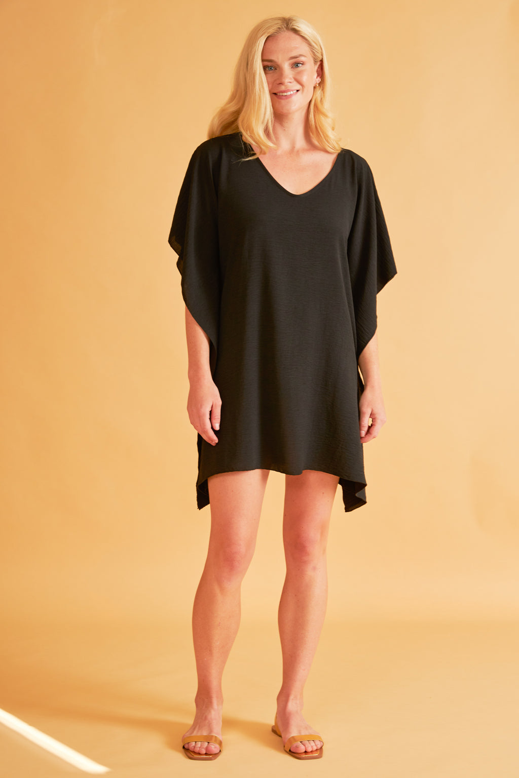 Harmony - Φόρεμα Μονόχρωμο Polyester Νυχτερίδα Black