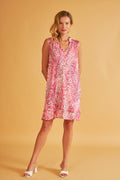 Harmony - Φόρεμα Εμπριμέ Polyester/Elastan Κοντό Αμάνικο Με Βολάν Fuchsia