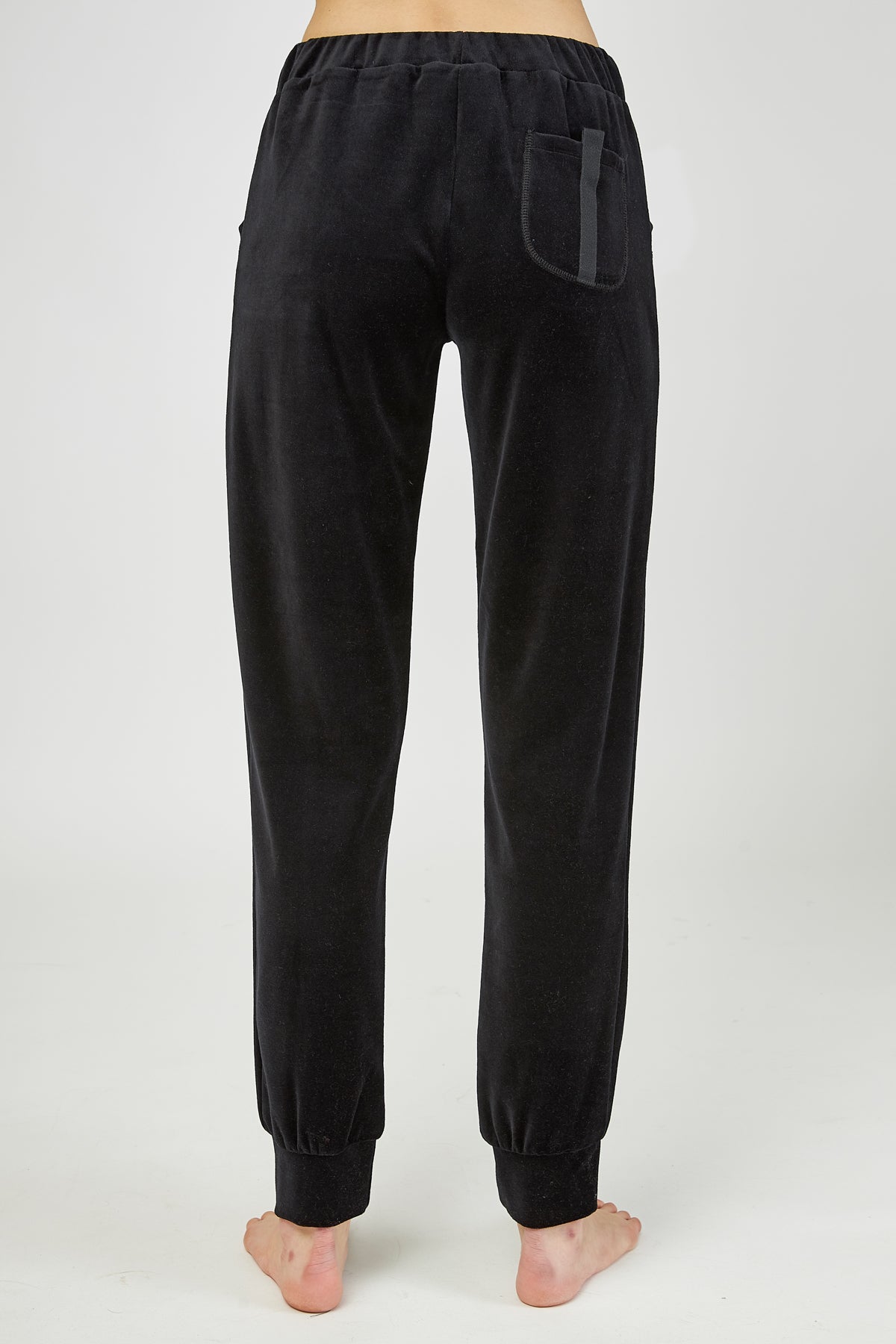 Harmony - Παντελόνι Βελουτέ Με Εξωτερικές Τσέπες Και Λάστιχο  Black