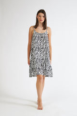 Harmony - Φόρεμα Zebra Viscose Με Ράντα Και Βολάν
