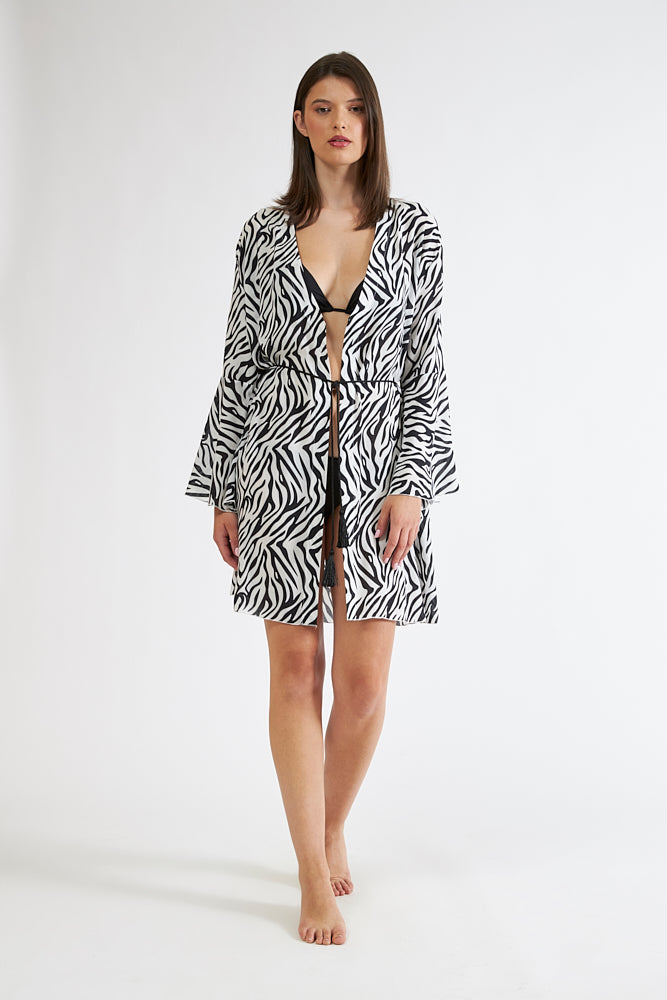 Harmony - Κιμονό Zebra Viscose Με Ζώνη