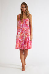 Harmony - Φόρεμα Pink Illusion Viscose Με Ράντα Και Βολάν