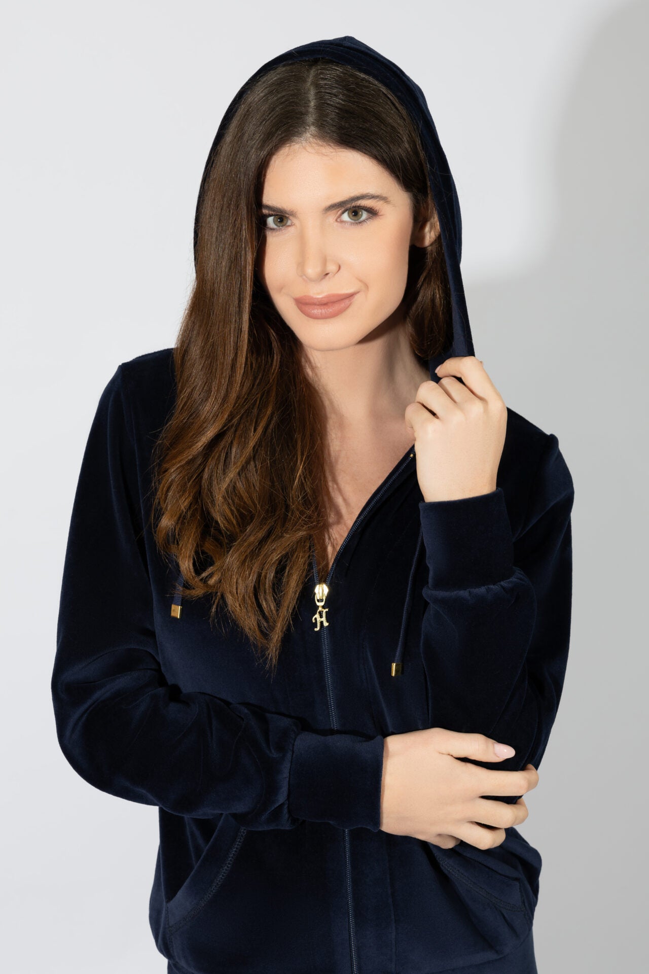 Harmony - Σετ Φόρμα Βελουτέ Με Κουκούλα  Blue