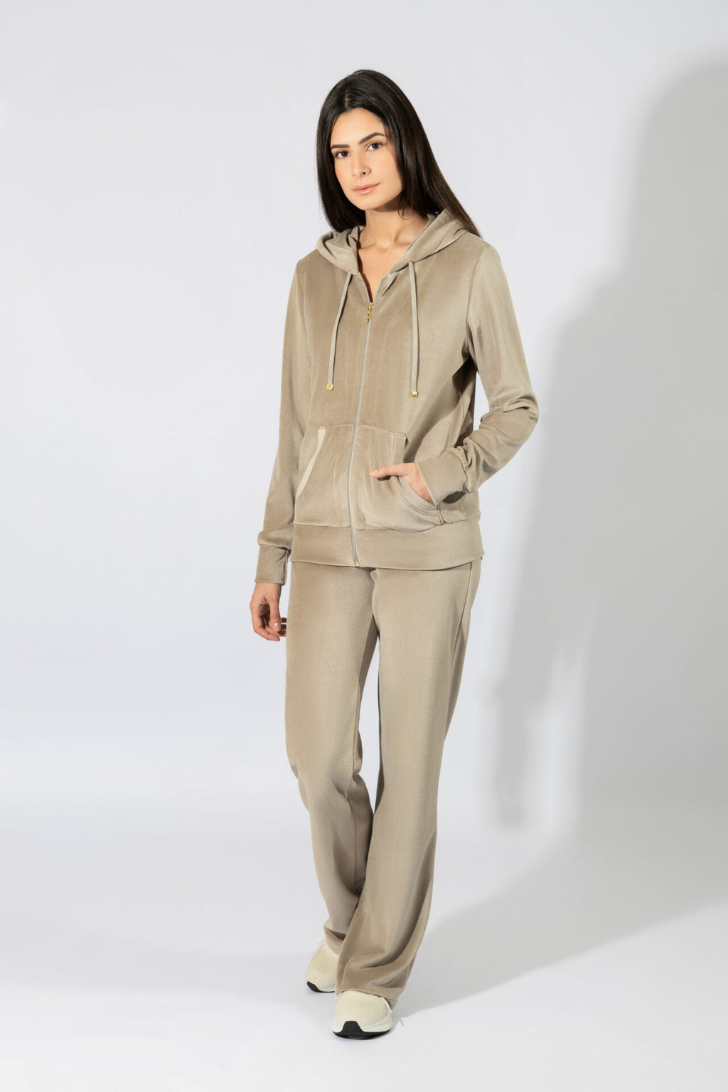 Harmony - Σετ Φόρμα Βελουτέ Με Κουκούλα  Elephant