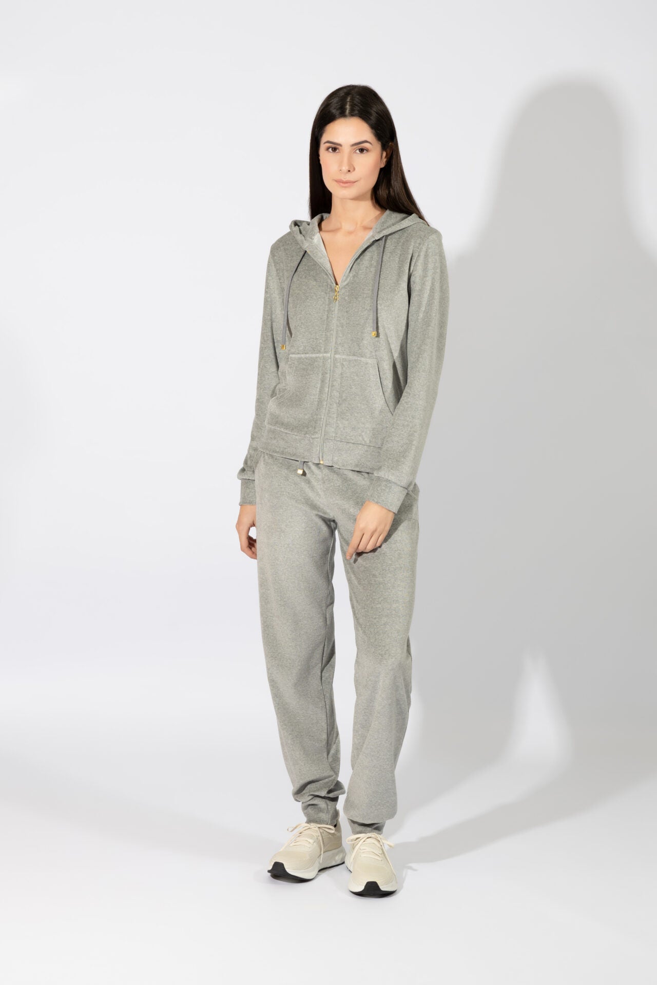 Harmony - Σετ Φόρμα Βελουτέ Με Λάστιχο Στο Παντελόνι  Grey Mel