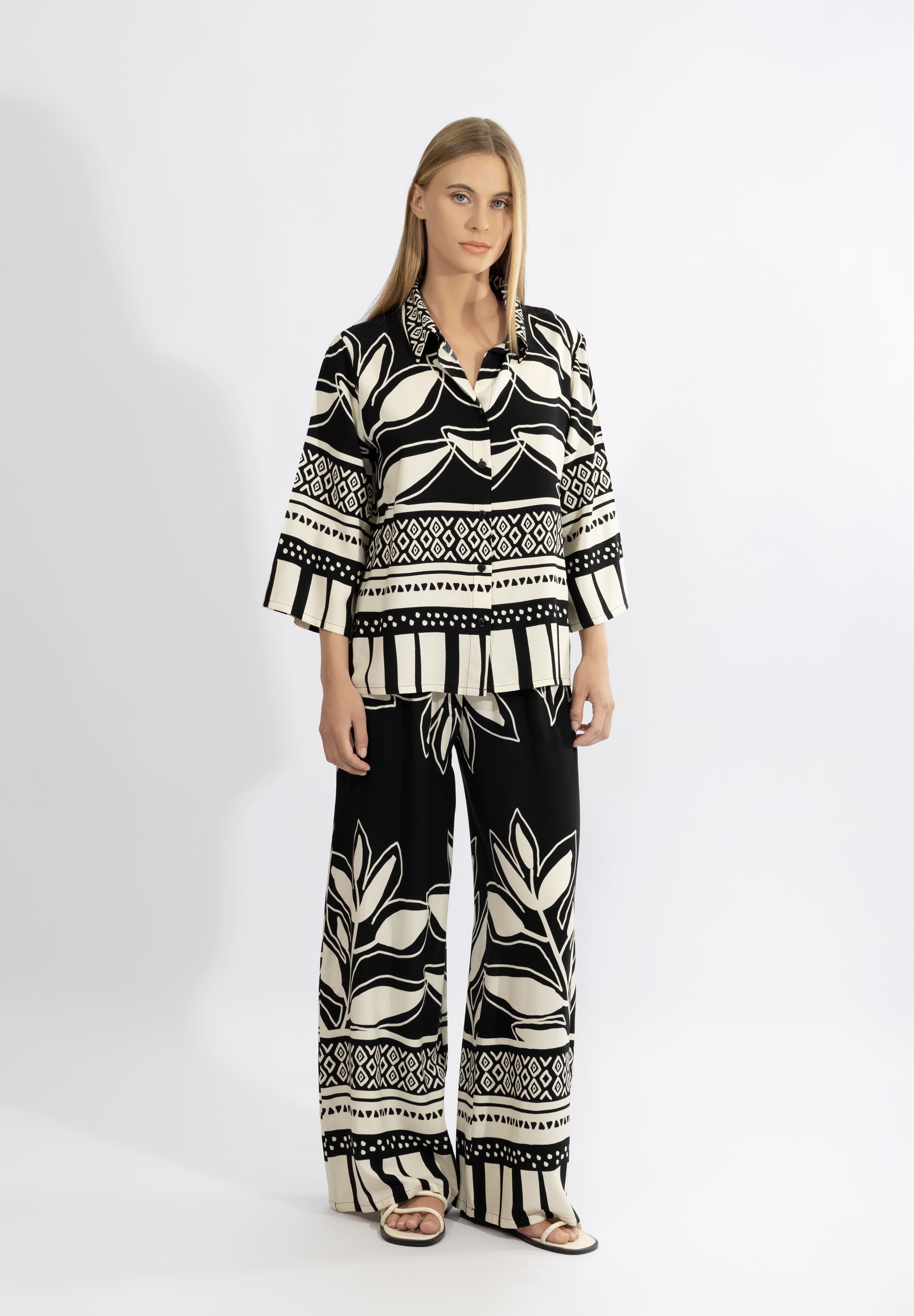 Harmony - Resort Wear Σετ Με Πουκάμισο & Μακρύ Παντελόνι Viscose