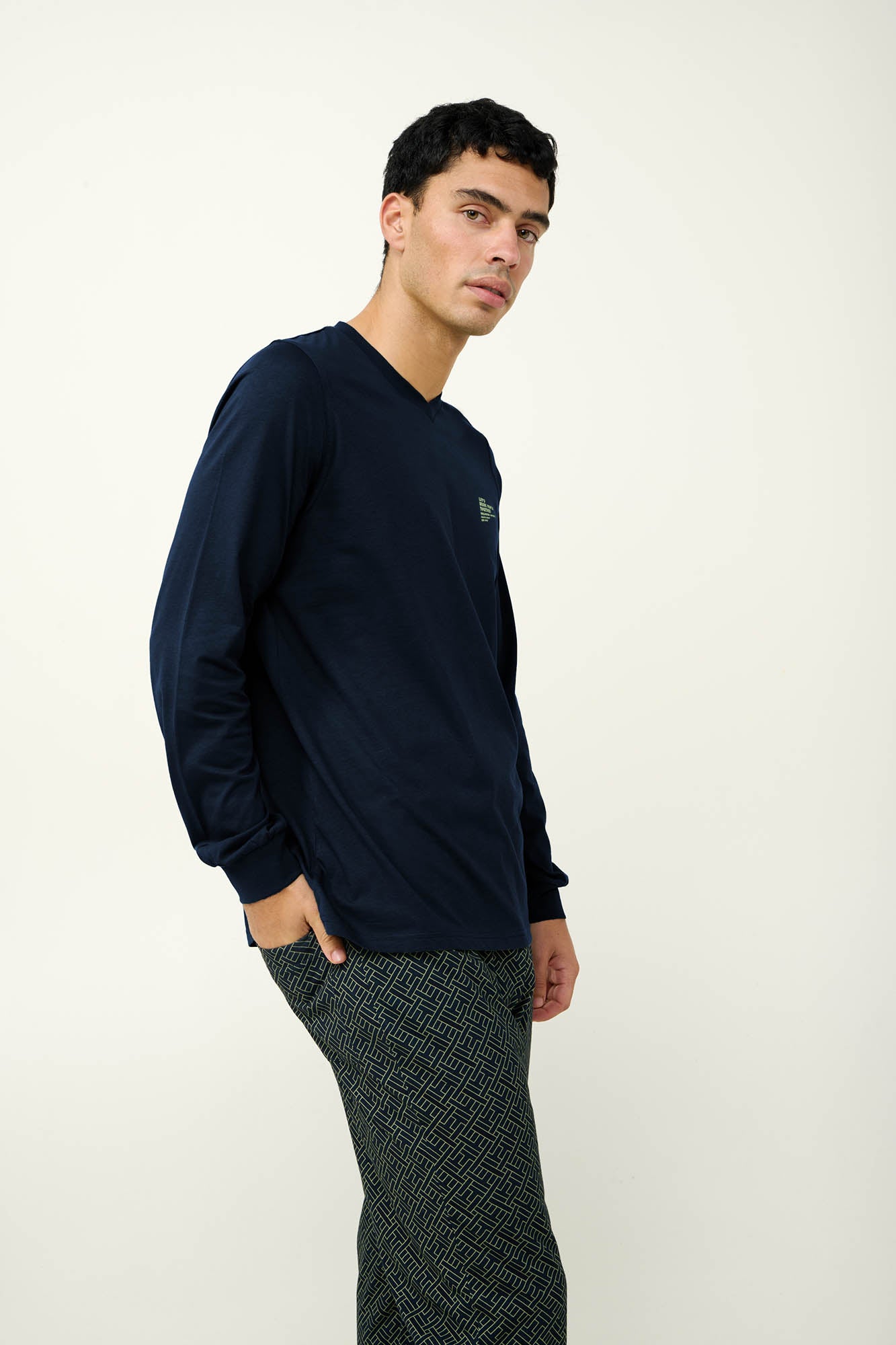 Vamp - Ανδρική Βαμβακερή Πυτζάμα με V Λαιμόκοψη