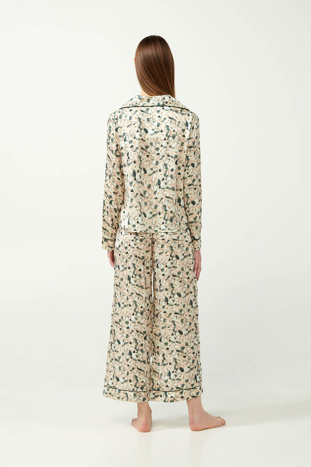 Vamp - Viscose Satin Κουμπωτή Πυτζάμα Φλοράλ