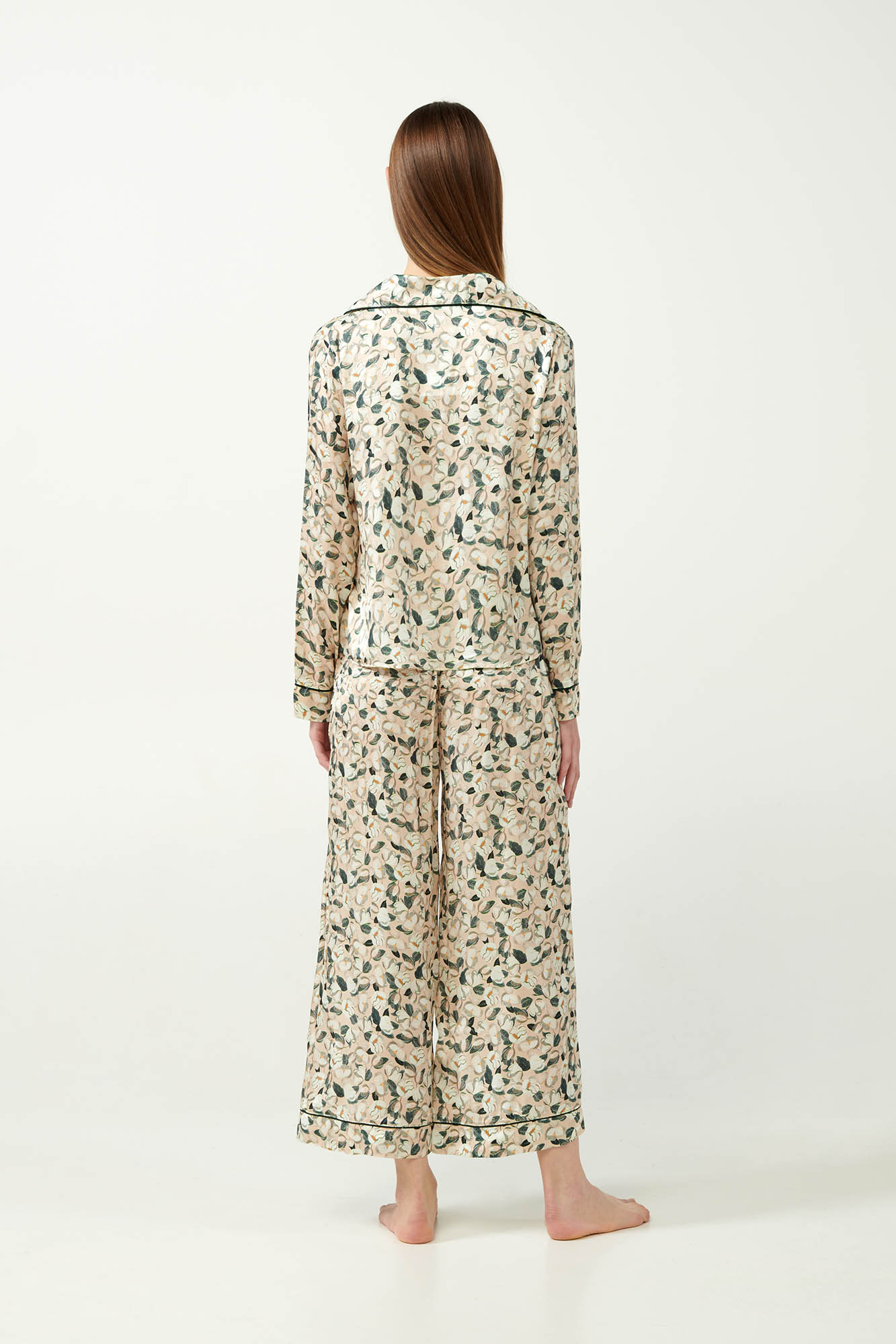 Vamp - Viscose Satin Κουμπωτή Πυτζάμα Φλοράλ