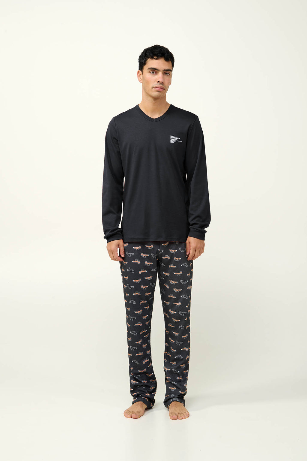 Vamp - Ανδρική Βαμβακερή Πυτζάμα με Μανσέτες
