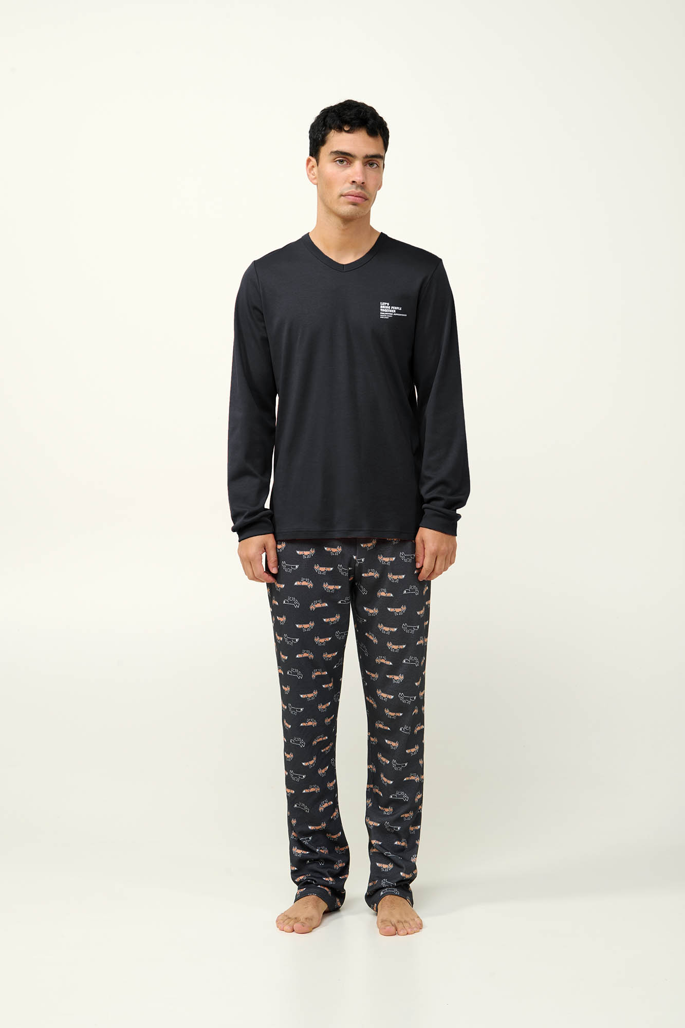 Vamp - Ανδρική Βαμβακερή Πυτζάμα με Μανσέτες