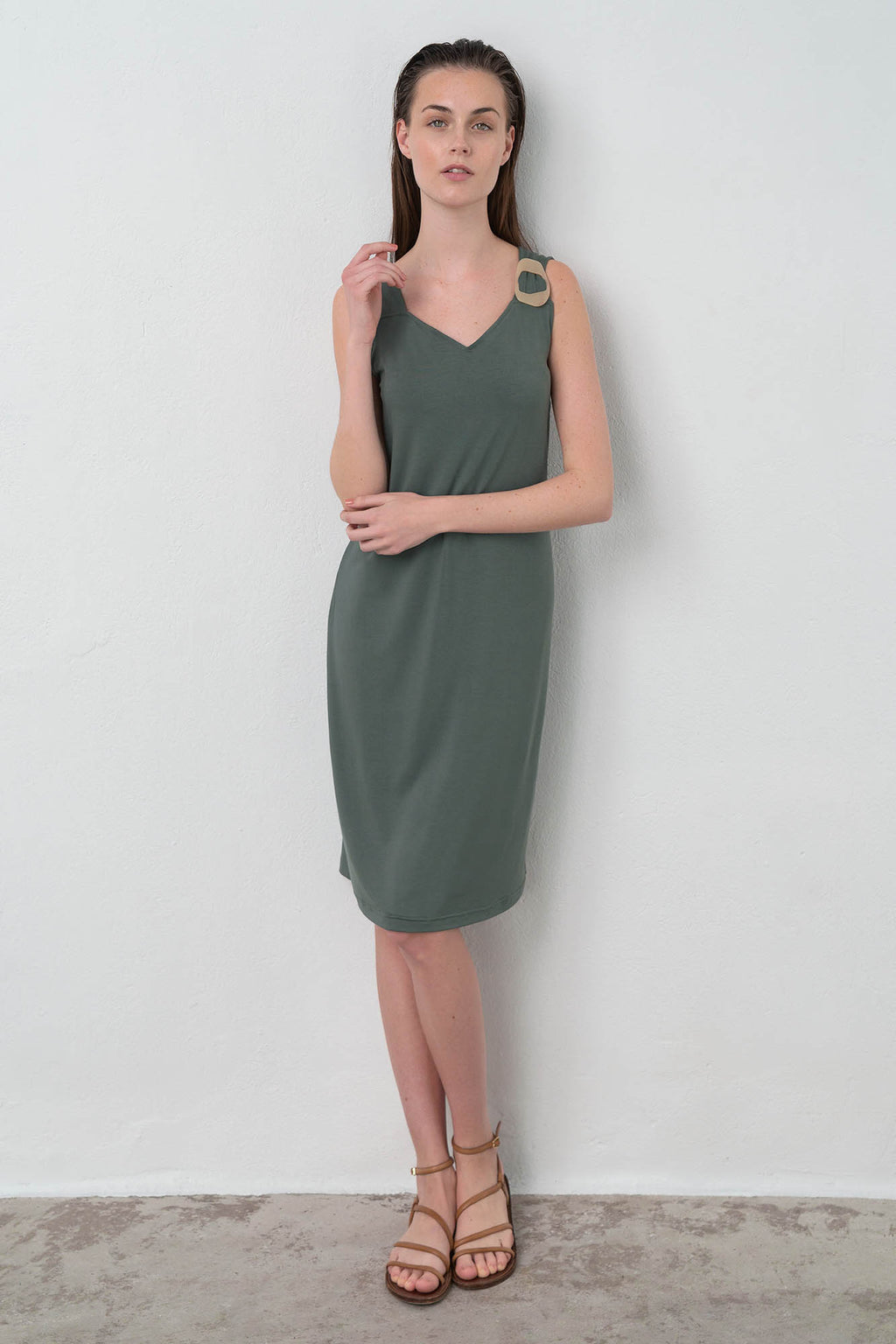 Vamp - Μονόχρωμο Αμάνικο Φόρεμα