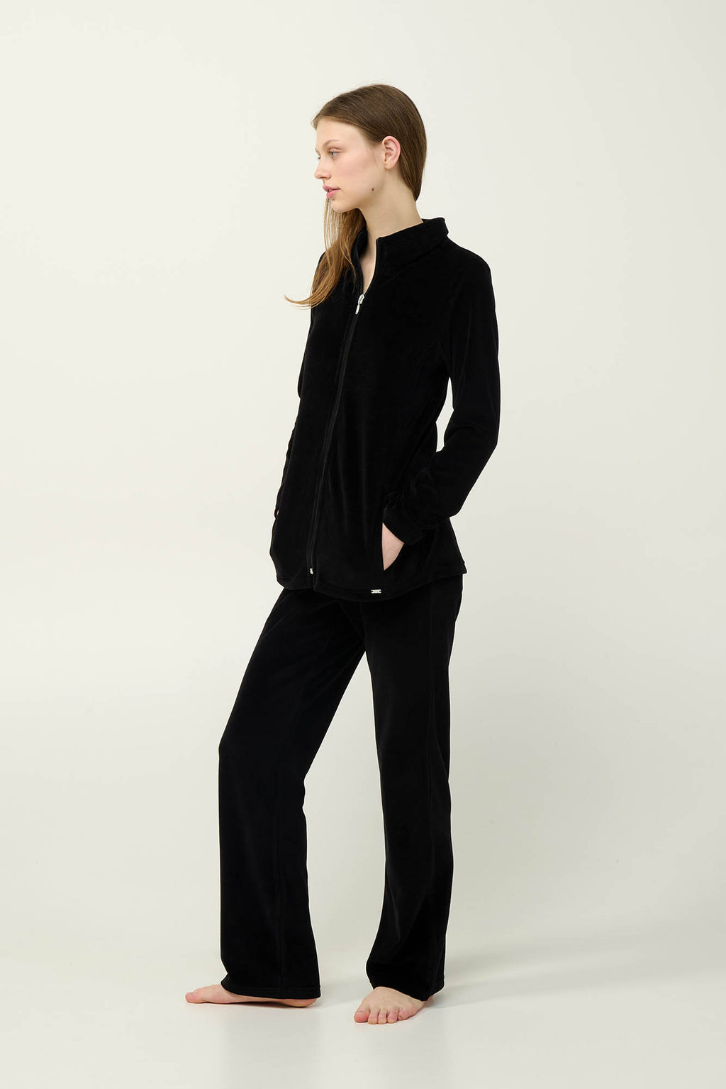 Vamp - Γυναικεία Velvet Φόρμα με Φερμουάρ