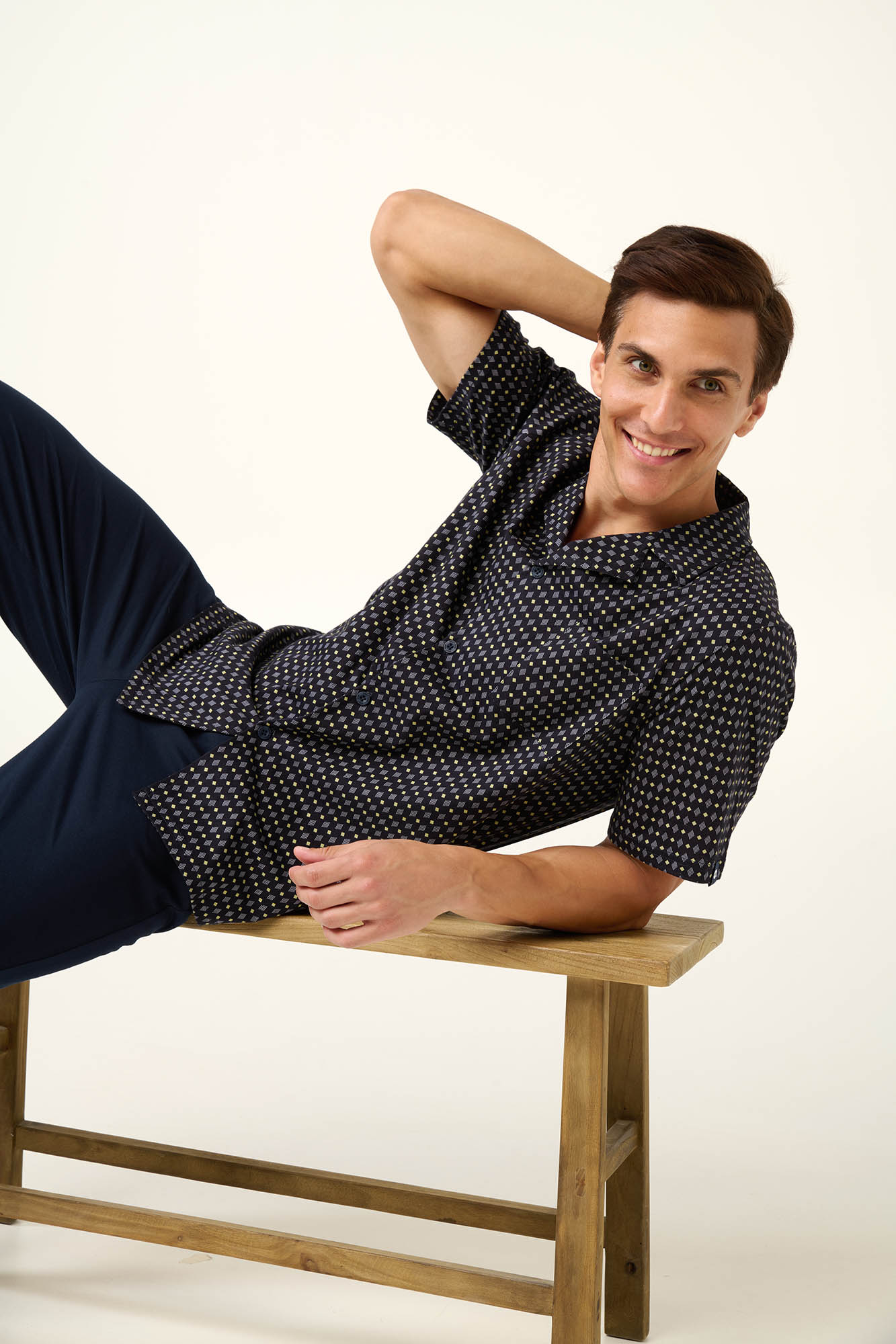 Vamp - Βαμβακερή Ανδρική Πυτζάμα με Μακρύ Παντελόνι