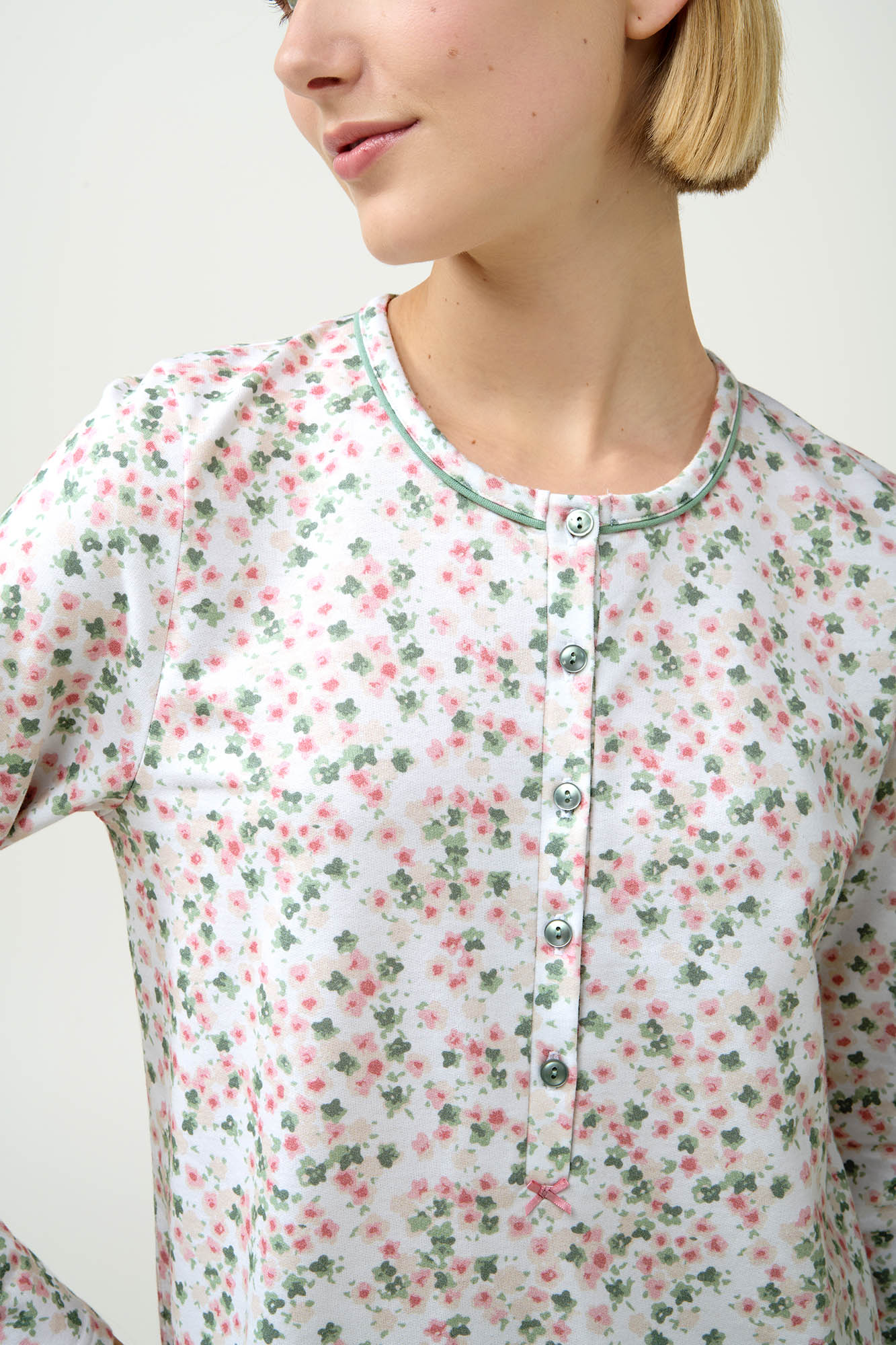 Vamp - Φλοράλ Φούτερ Νυχτικό με Πατιλέτα