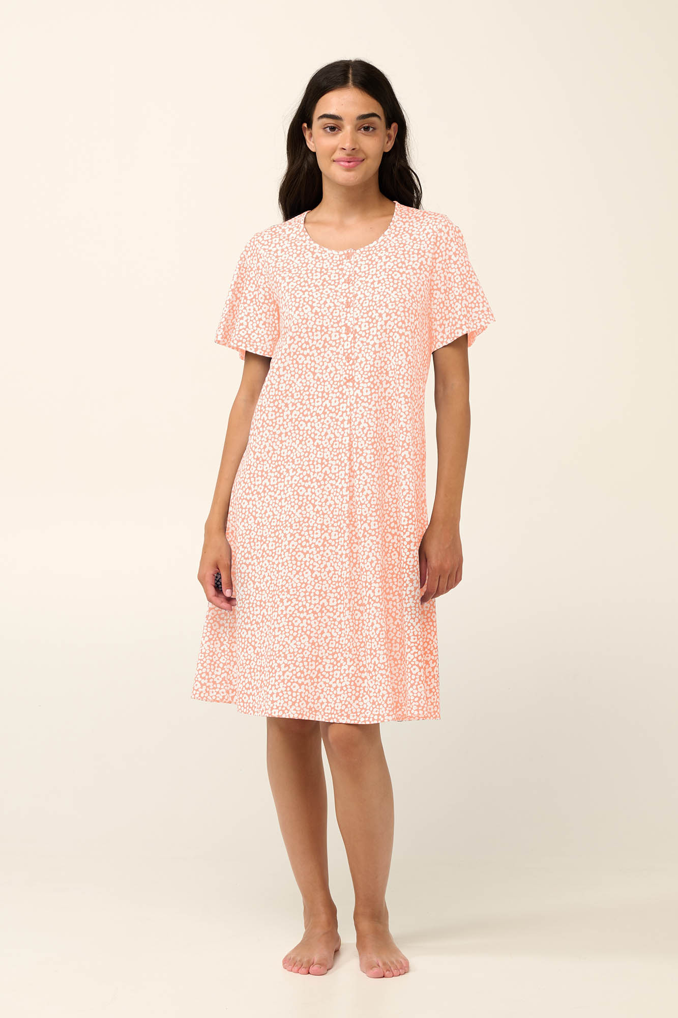 Vamp - Βαμβακερό Νυχτικό Εγκυμοσύνης και Θηλασμού με Κοντό Μανίκι