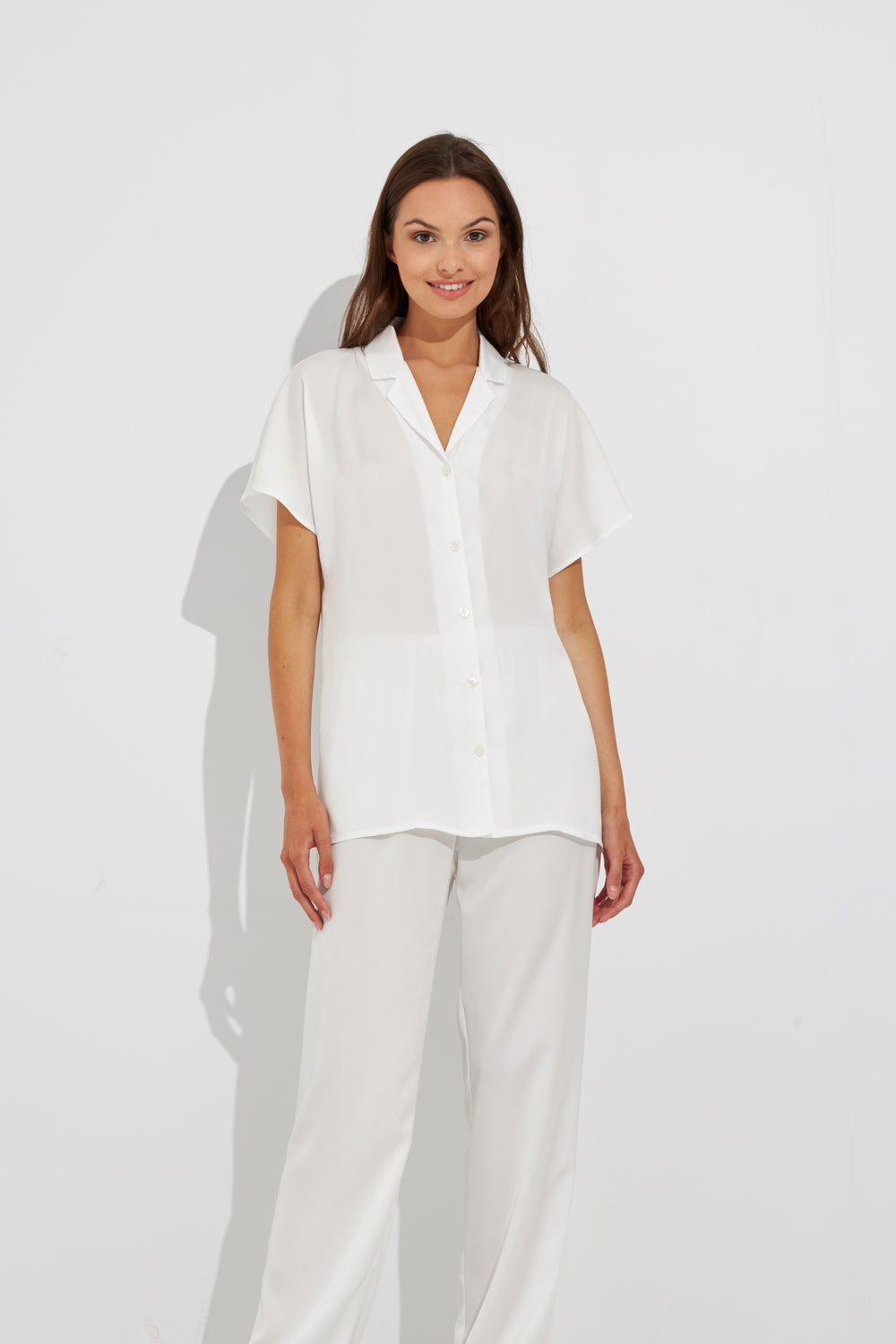 Harmony - Πιτζάμα Μονόχρωμη Σατέν Σακάκι  Off White