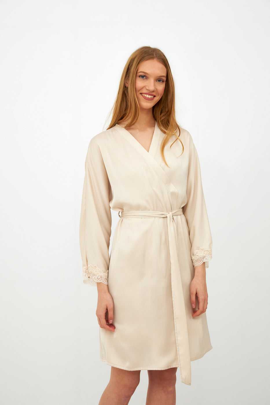 Harmony - Σατέν Ρόμπα Μονόχρωμη Beige