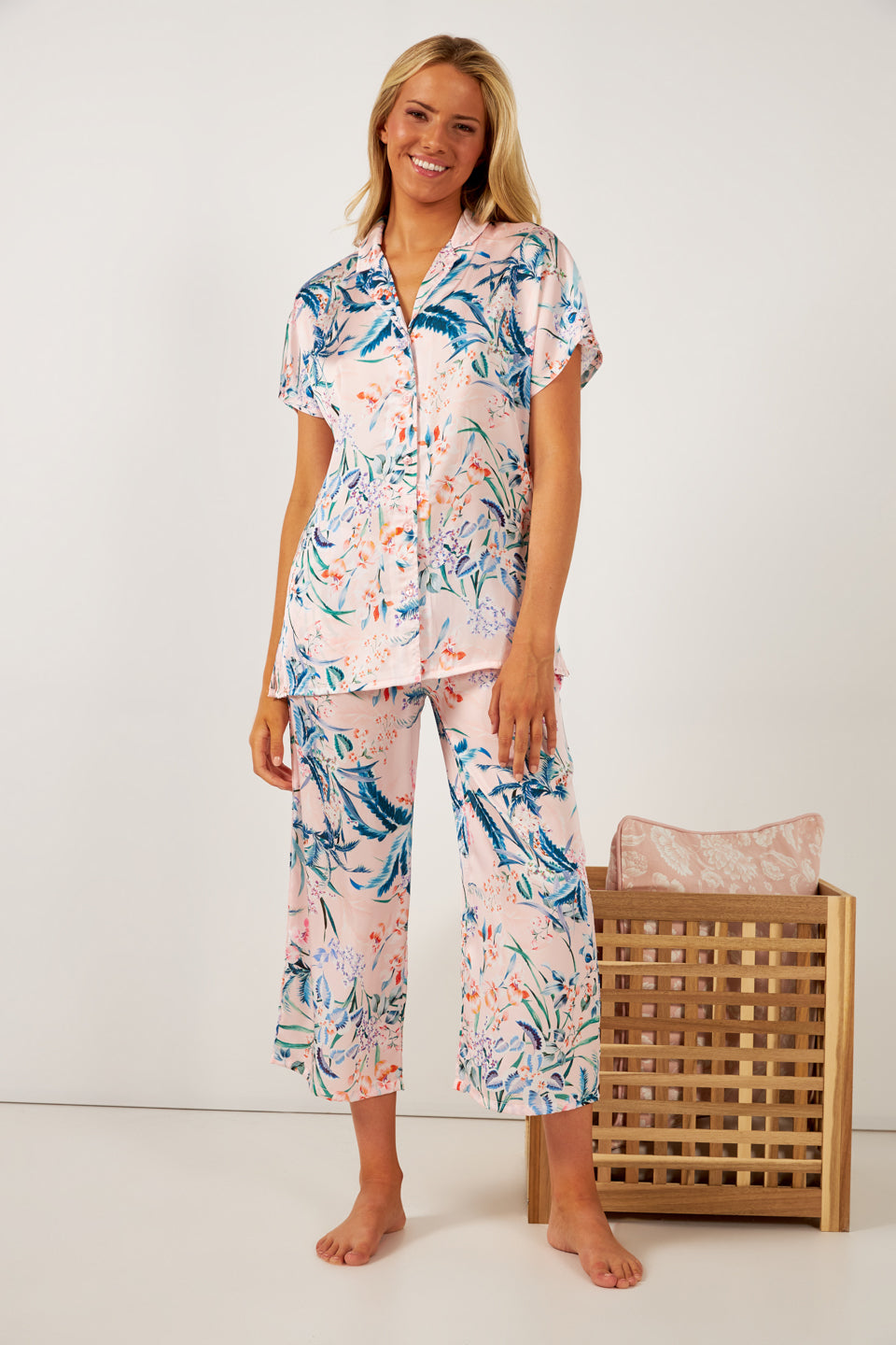 Harmony - Πιτζάμα Σατέν Με Κάπρι Παντελόνι