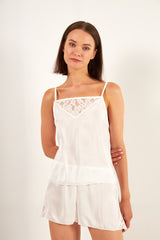 Harmony - Baby Doll Satin Με Δαντέλα  Off White