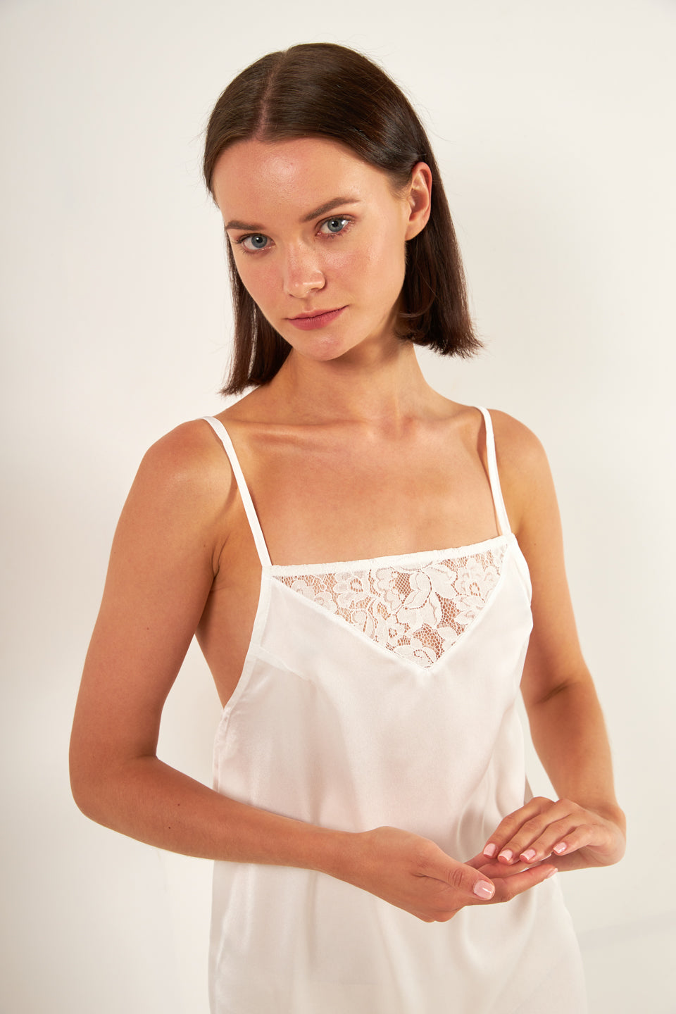 Harmony - Baby Doll Satin Με Δαντέλα  Off White