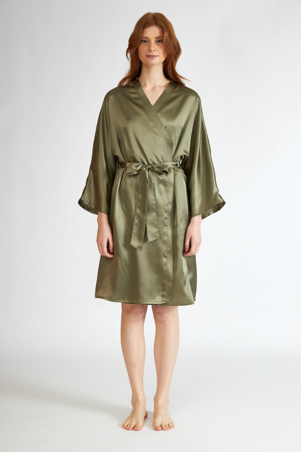 Harmony - Σατέν Ρόμπα Μονόχρωμη Olive
