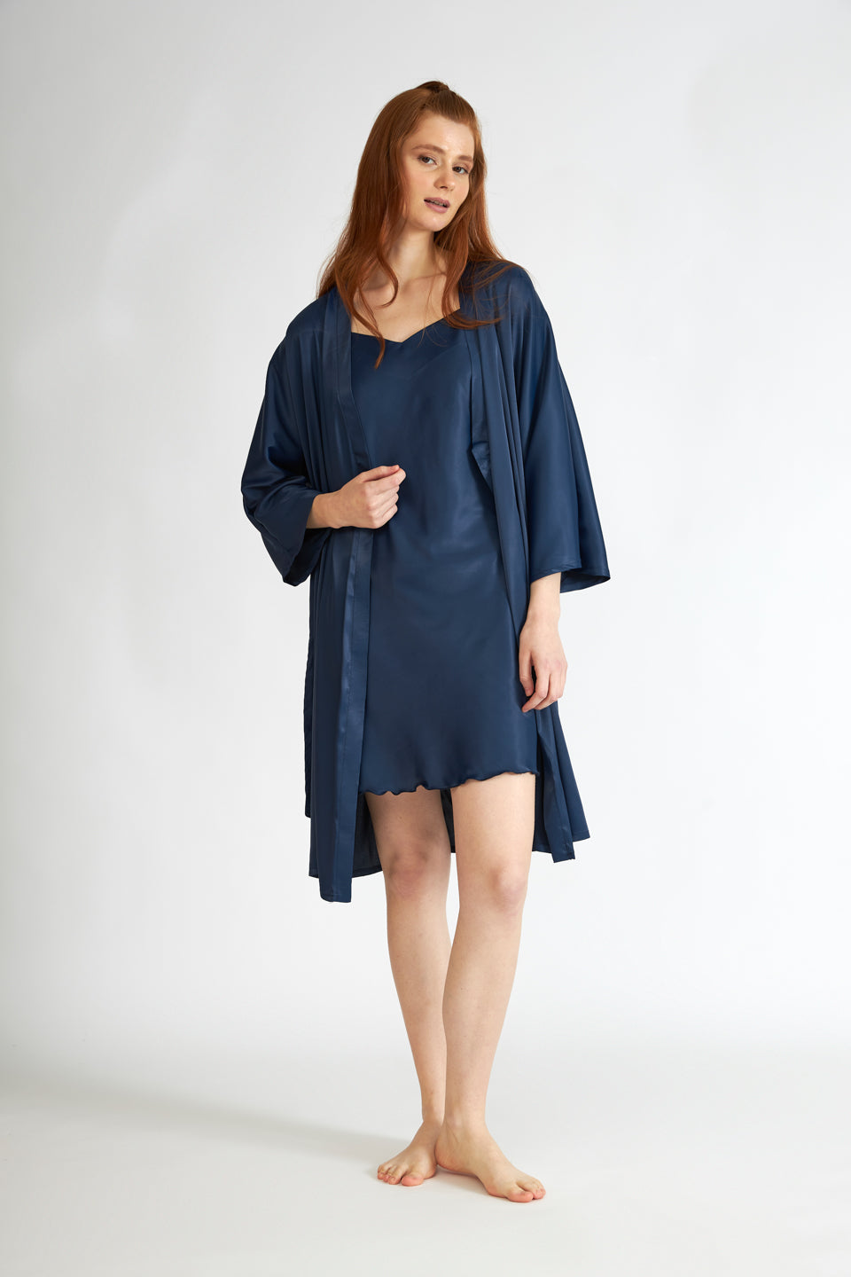 Harmony - Σατέν Ρόμπα Μονόχρωμη Blue