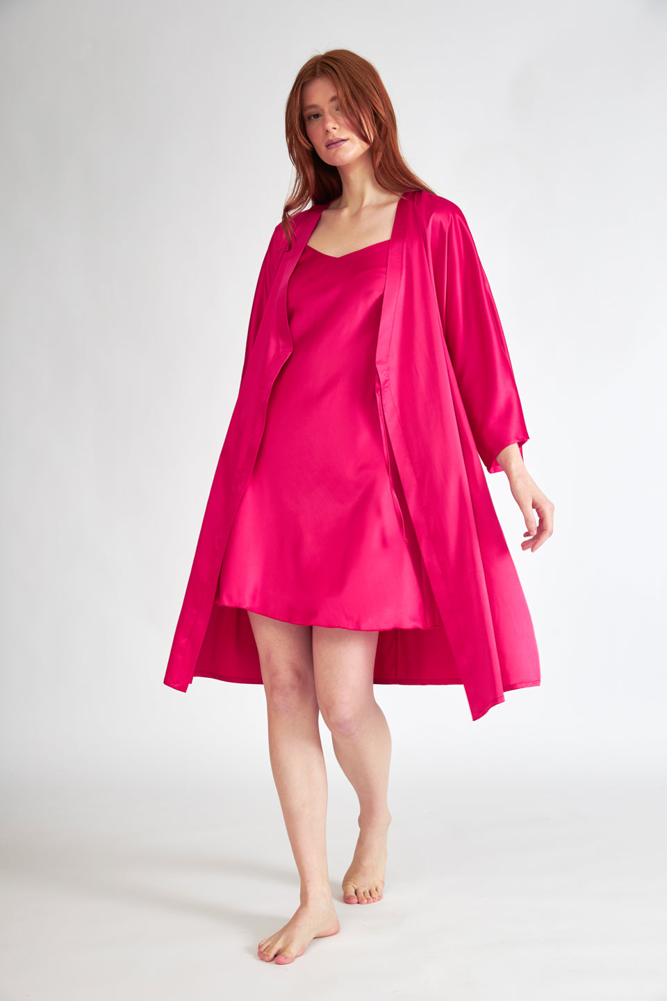 Harmony - Σατέν Ρόμπα Μονόχρωμη Fuchsia