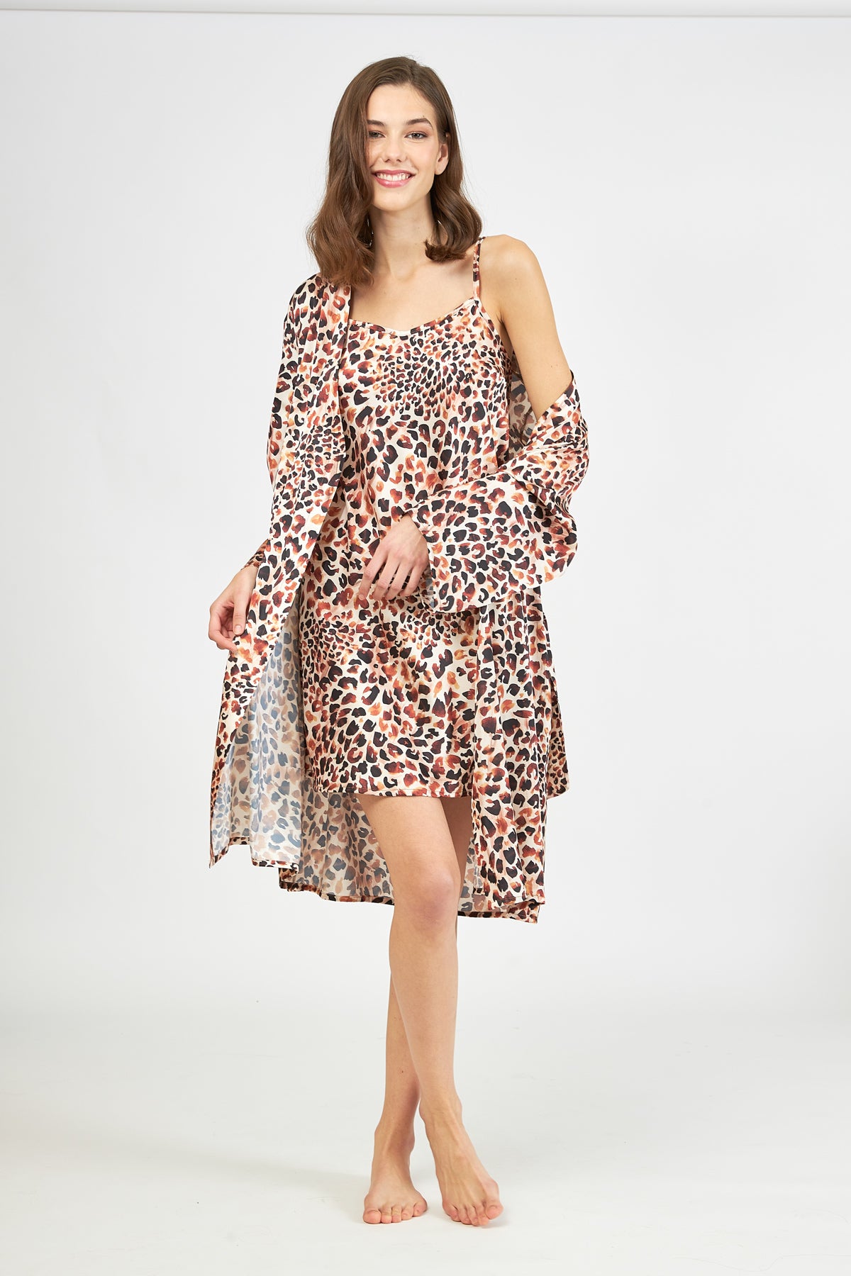 Harmony - Ρόμπα Σατέν Leopard Print