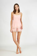 Harmony - Γυναικείο Σατέν Baby Doll Με Δαντέλα  Salmon