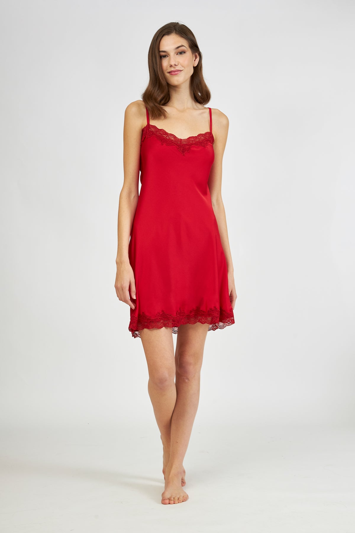 Harmony - Νυχτικό Σατέν Μονόχρωμο Red