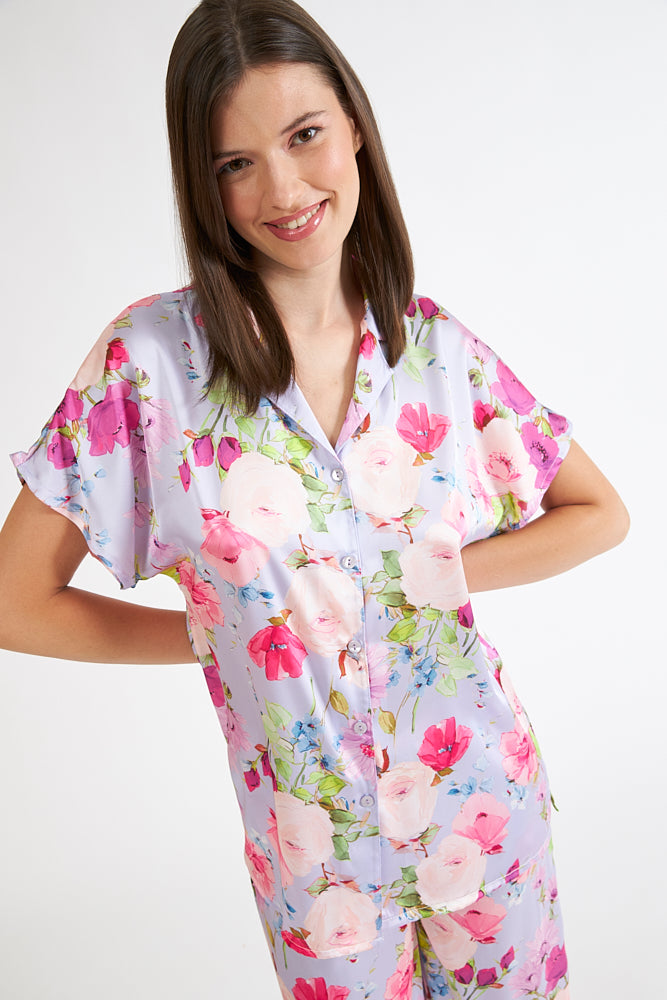 Harmony - Πιτζάμα Σακάκι Satin Εμπριμέ Lavender