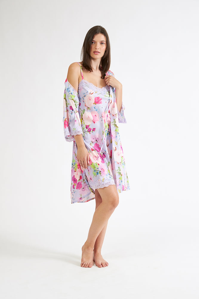 Harmony - Satin Ρόμπα Εμπριμέ  Lavender