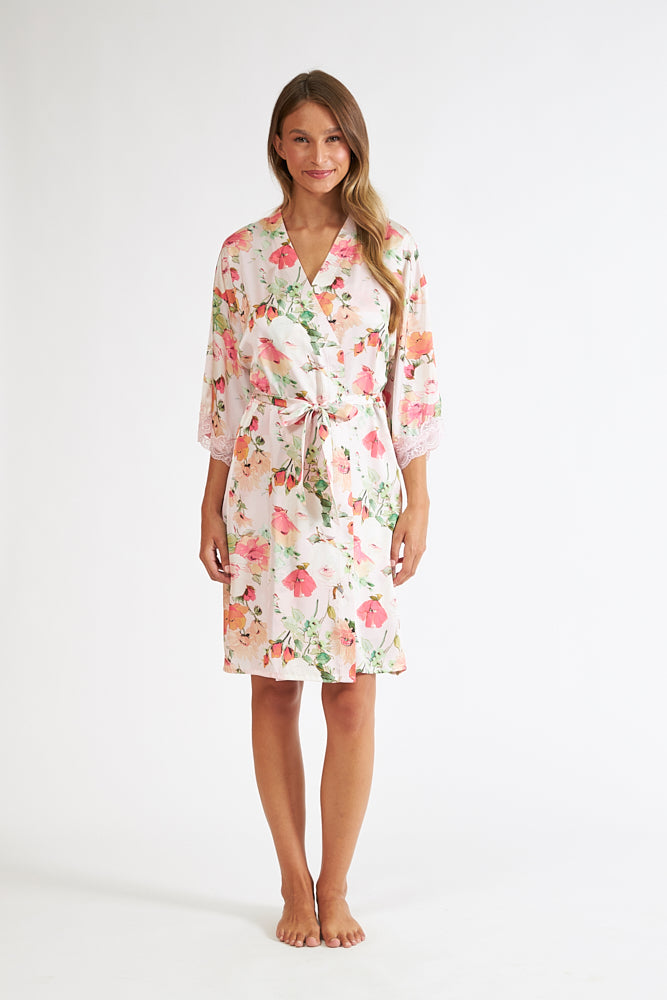 Harmony - Satin Ρόμπα Εμπριμέ  Salmon