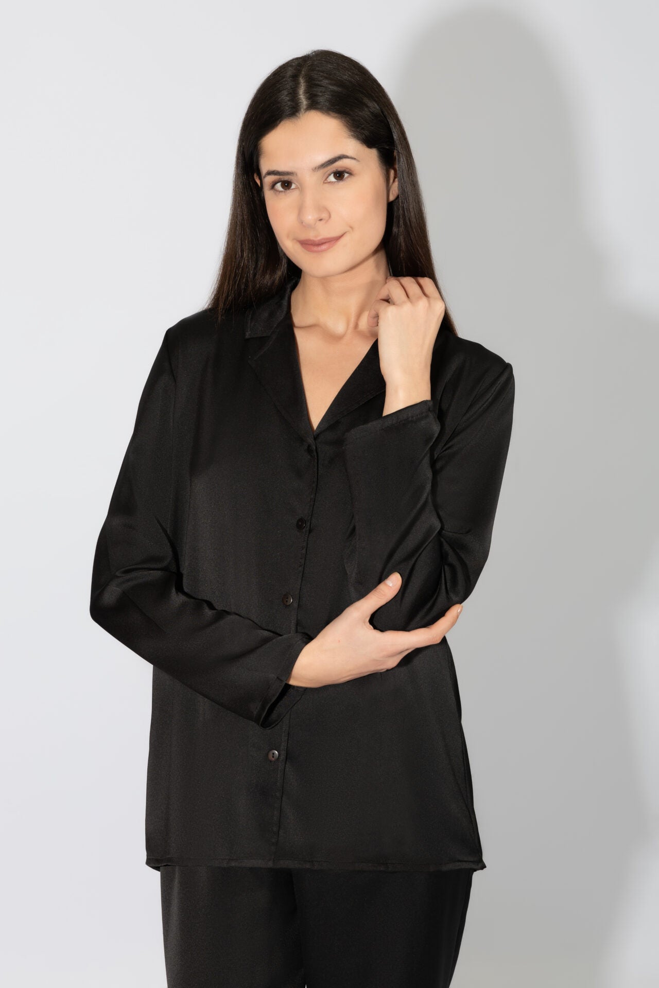 Harmony - Σατέν Πιτζάμα Σακάκι  Black