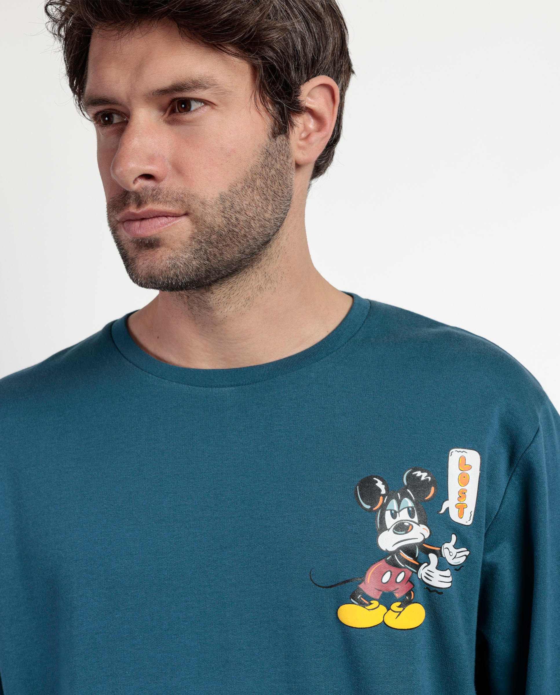 Disney - Ανδρική Πιτζάμα Φούτερ με Λάστιχο "Lost Mickey" Μπλε