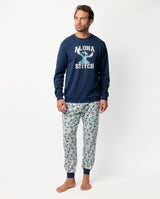 Disney - Ανδρική Βαμβακερή Πιτζάμα με Λάστιχο "Aloha Stitch" Navy Blue